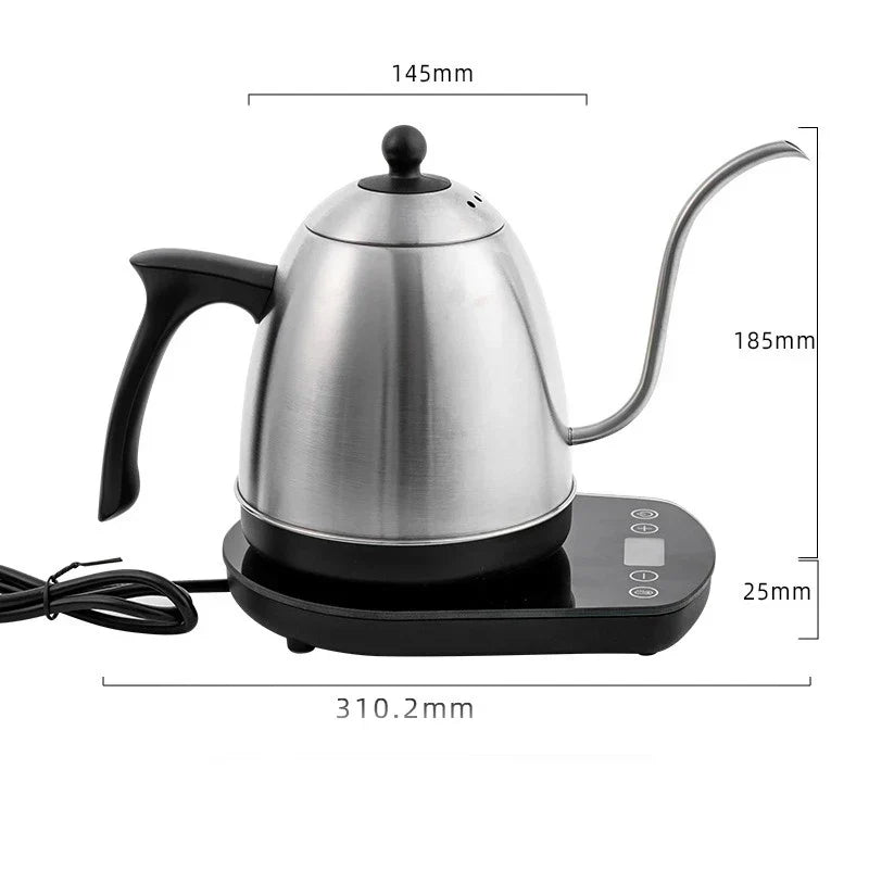 800ml Smart Electric Gooseneck Kettle with Constant Temperature Control – 304 Stainless Steel, 1200W