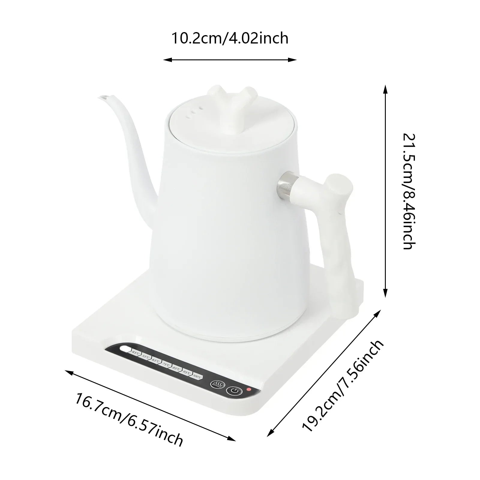 Elektrischer Gooseneck Wasserkocher 1 L aus Edelstahl 304 – 1000 W, Temperaturregelung, 220 V